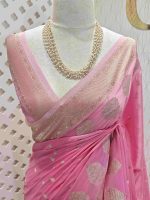 Georgette Banarasi with leaf tree border - Image 49