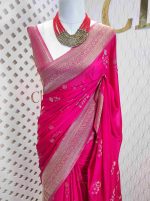 Georgette Banarasi with curved flower bouquet - Image 34