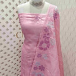 Tussar salwaar with gaped petal flower border
