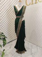 Vijithra silk with belt and copper thread embroidery - Image 7