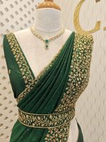 Vijithra silk with belt and copper thread embroidery - Image 8
