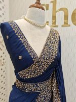 Vijithra silk with belt and copper thread embroidery - Image 17