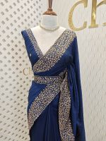Vijithra silk with belt and copper thread embroidery - Image 19