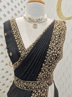 Vijithra silk with belt and copper thread embroidery - Image 20
