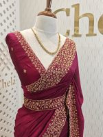 Vijithra silk with belt and copper thread embroidery - Image 22