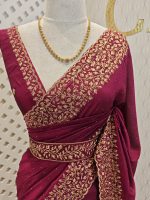 Vijithra silk with belt and copper thread embroidery - Image 24
