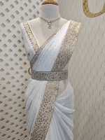 Vijithra silk with belt and copper thread embroidery - Image 28