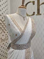 Vijithra silk with belt and copper thread embroidery - Image 27