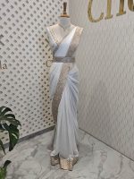 Vijithra silk with belt and copper thread embroidery - Image 26