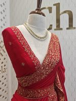 Vijithra silk with belt and copper thread embroidery - Image 31