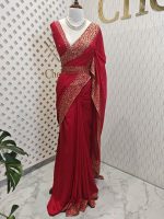 Vijithra silk with belt and copper thread embroidery - Image 32