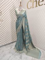 Georgette banarasi with bud shaped butts - Image 63