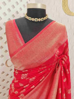 Soft Tussar With Slanting Lace Design - Image 15