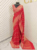 Soft Tussar With Slanting Lace Design - Image 13