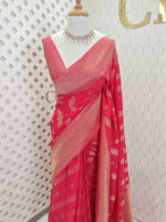 Soft Tussar With Slanting Lace Design - Image 12