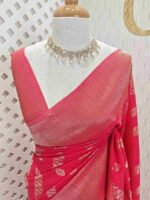 Soft Tussar With Slanting Lace Design - Image 11