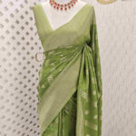 Soft Tussar With Slanting Lace Design