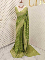 Soft Tussar With Slanting Lace Design - Image 3