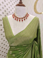 Soft Tussar With Slanting Lace Design - Image 2