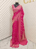 Soft Tussar With Slanting Lace Design - Image 9
