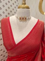 Soft Tussar With Slanting Lace Design - Image 17