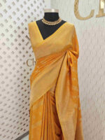 Soft Tussar With Slanting Lace Design - Image 5