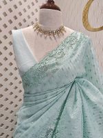 Kota silk with cut work border and strip embroidery - Image 6
