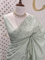 Kota silk with cut work border and strip embroidery - Image 11