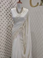 Kota silk with cut work border and strip embroidery