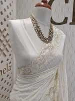 Kota silk with cut work border and strip embroidery - Image 4