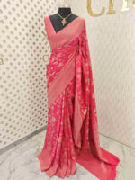 Soft tussar banarasi with big flower and thin veins - Image 3