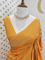 Soft tussar banarasi with big flower and thin veins - Image 10