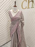 Semi tussar with arch border embroidery - Image 15