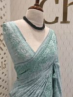 Semi tussar with arch border embroidery - Image 8