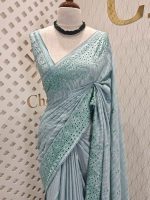 Semi tussar with arch border embroidery - Image 7