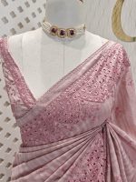 Semi tussar with arch border embroidery - Image 2