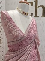Semi tussar with arch border embroidery - Image 4