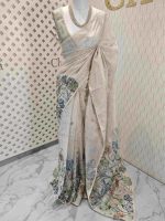Tissue silk with digital print and flower thread work - Image 2