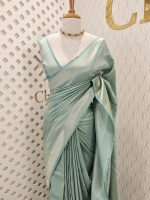 Banarasi with diamond shape buttas and small mango design on border - Image 17