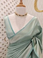 Banarasi with diamond shape buttas and small mango design on border - Image 18