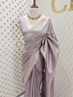Banarasi with diamond shape buttas and small mango design on border - Image 11