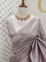 Banarasi with diamond shape buttas and small mango design on border - Image 12