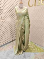 Banarasi with diamond shape buttas and small mango design on border - Image 34