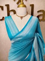 Banarasi with diamond shape buttas and small mango design on border - Image 50