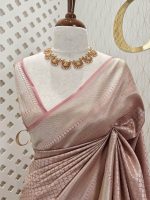 Banarasi with diamond shape buttas and small mango design on border - Image 6