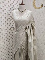 Banarasi with long petal flower and creeper veins on border - Image 4