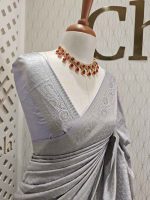 Banarasi with long petal flower and creeper veins on border - Image 12