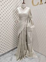 Banarasi with long petal flower and creeper veins on border - Image 25