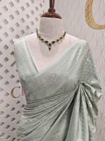 Banarasi with long petal flower and creeper veins on border - Image 32