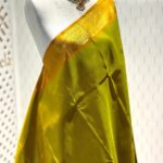 Kanjeevaram silk with peacock and small mango design on contrast border